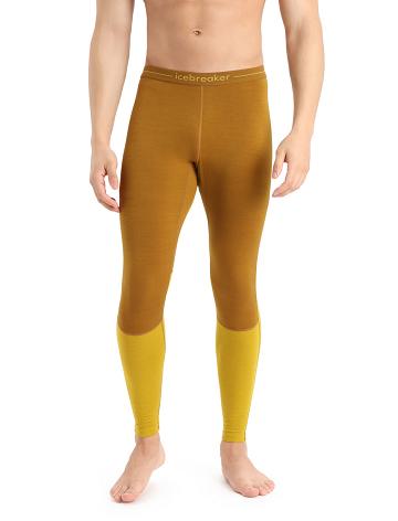 Men's Icebreaker 200 ZoneKnit™ Merino Leggings Base Layers Clove / Silent Gold | CA 1607XYUF